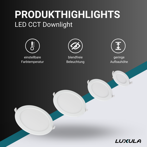 LED CCT Downlight, 6W, ø115mm
