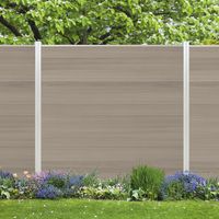 WPC Sichtschutzzaun Roma Line 5 x Zaunfeld schilf und 6 x Alu-Pfosten eloxiert zum Einbetonieren