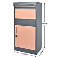 Paketbox mit Pflanzenkasten, ca. 50 x 37 x 105 cm – Anthrazit mit Holzfarben-Akzenten