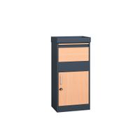 Paketbox mit Pflanzenkasten, ca. 50 x 37 x 105 cm – Anthrazit mit Holzfarben-Akzenten