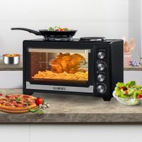 ELK45V2 Minibackofen Drehspieß AirFryer 2 Kochplatten Pizzaofen 45L/3200W