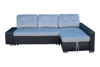 Ecksofa Sofabett mit Stauraum und Bettfunktion schwarz Lederoptik