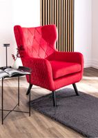Happy Home XXL Sessel Ohrensessel mit Samtbezug HWP68-ROT rot