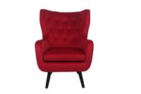 Happy Home XXL Sessel Ohrensessel mit Samtbezug HWP68-ROT rot