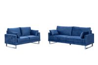 Sofa Set 2-tlg. – Couchgarnitur 3-2-Sitzer - ca. 202 x 86 x 88 cm - Royalblau