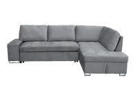 Ecksofa mit Stauraum und Bettfunktion mit Samtbezug HSP113-GRA grau