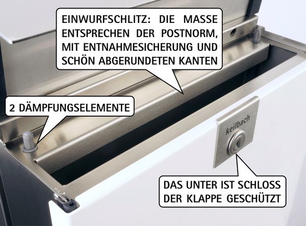 Keilbach Briefkasten, Edelstahl, Holzfront Eiche grau lasiert