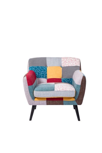 Skandinavischer Sessel Stoffbezug Patchwork - ca. 85 x 77 x 82 cm - Mehrfarbig
