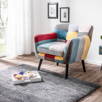 Skandinavischer Sessel Stoffbezug Patchwork - ca. 85 x 77 x 82 cm - Mehrfarbig