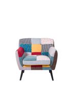 Skandinavischer Sessel Stoffbezug Patchwork - ca. 85 x 77 x 82 cm - Mehrfarbig