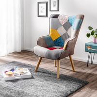 Skandinavischer Relaxsessel Stoffbezug Patchwork - ca. 68 x 76 x 98 cm - Mehrfarbig