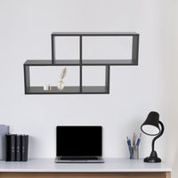 Wandregal Ernie 100 x 20 x 53 cm aus Holz MDF, 4 Fächer vertikal versetzt Anthrazit