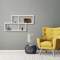 Wandregal Ernie 100 x 20 x 53 cm aus Holz MDF, 4 Fächer vertikal versetzt Weiß
