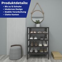Schuhregal Charlie 60 x 32 x 87 cm mit 5 Ablagen Anthrazit