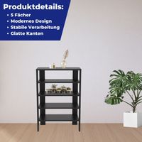 Schuhregal Charlie 60 x 32 x 87 cm mit 5 Ablagen Schwarz