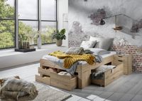 Stauraumbett Noah 140 x 200 cm, ohne Lattenrost mit 5 Bettschubladen, Ausf. Eiche Artisan Dekor