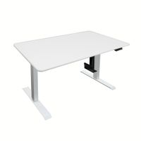 Höhenverstellbarer Schreibtisch elektrisch LUMINA mit PC-Halterung - 160 x 80 cm Weiß