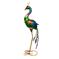 Metall- Gartenfigur Pfau regenbogenfarben metallic