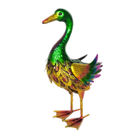 Metall-Gartenfigur - Ente regenbogenfarben metallic