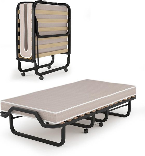 80x200cm Gästebett Klappbar, Faltbares Faltbett mit Matratze aus Rückstellschaum