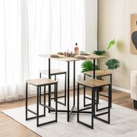 5 TLG. Bartisch Set, Kleine Essgruppe mit Metallgestell