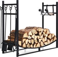Kaminholzregal mit 4 tlg. Kaminbesteck Set