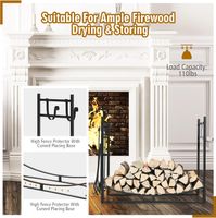 Kaminholzregal mit 4 tlg. Kaminbesteck Set