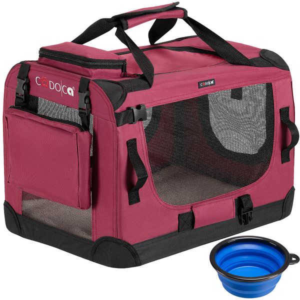 Cadoca Tiertransportbox S 50x34x36cm dunkelrot