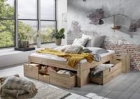 Stauraumbett Noah 180 x 200 cm, mit Rolllattenrost mit 6 Bettschubladen, Ausf. Eiche Artisan Dekor
