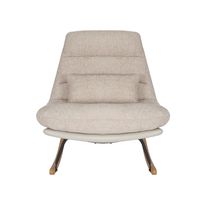 gepolsterter Schaukelstuhl Relaxsessel mit Buchenholzsockel, beige