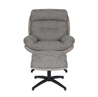 gepolsterter Drehsessel Relaxsessel mit Hocker, hellgrau