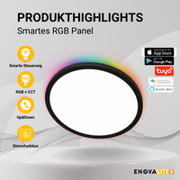 Smartes RGB Panel Up&Down, 36W, ø400mm, Wifi, Tuya App, CCT, dimmbar