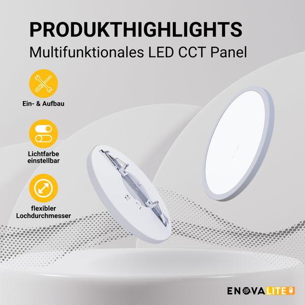 LED CCT Panel, Ein-/Aufbau, 24W, ø330mm, Lochdurchm. variabel