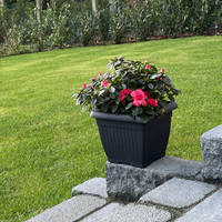 Powertec Garden Pflanztopf "Lucca" - 2er-Set, Anthrazit, je ca. 24 x 24 x 20 cm, Eckig