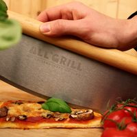 Paella World Pizzaschneider-Wiegemesser Edelstahl 35x2,5x12 cm