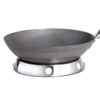 Paella World Original chinesischer Wok mit Holzgriff, Ø 30 cm und Edelstahl-Wokring