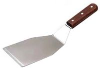 Paella World Edelstahl-Spachtel mit Holzgriff 32cm stabiler Wender empfindliches Grillgut breite Wendefläche konisch