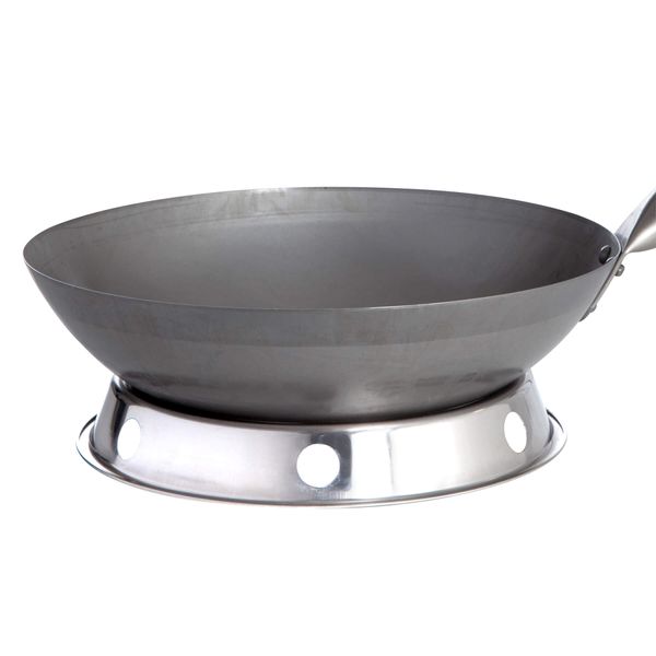 Paella World Original chinesischer Wok mit Holzgriff, Ø 35 cm und Edelstahl-Wokring