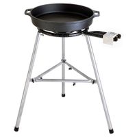 Paella World Gusseisenpfannen-Set 2 mit 50 cm Pfanne, 40 cm 2-Ring-Brenner, 11,4 kw Leistung, 150 kg belastbar, inkl. Paella-Fibel und Windschutz
