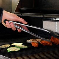 Paella BBQ-Zange Edelstahl 23 cm, Feststeller, gezahnt, ergonomisch, hochwertig