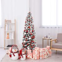180cm Bleistift Weihnachtsbaum mit Schnee und warmweißen LED-Leuchten