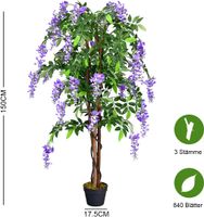 COSTWAY Kunstbaum mit Blüten, Kunstpflanze im Topf
