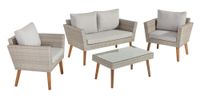 Lounge Set 11 tlg. mit Rücken- und Sitzauflagen creme/grau