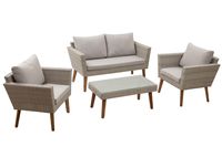 Lounge Set 11 tlg. mit Rücken- und Sitzauflagen creme/grau