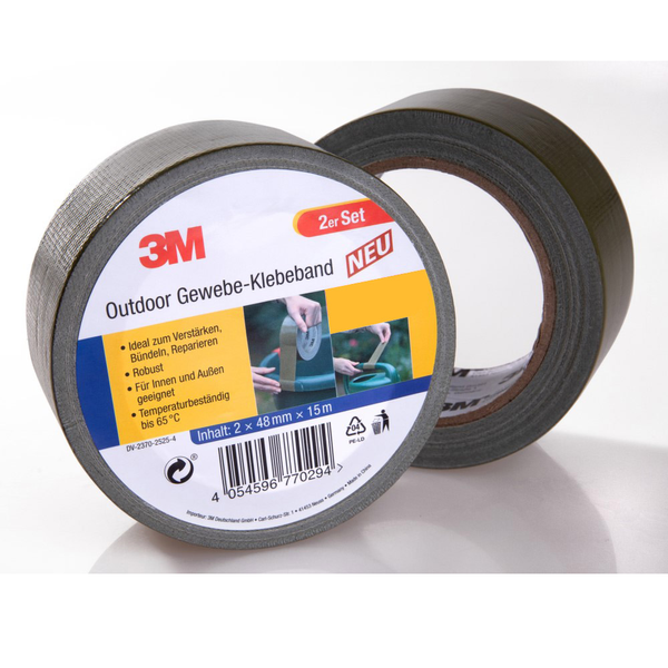 Outdoor-Gewebe-Klebeband, schwarz/ silber- 2er-Set