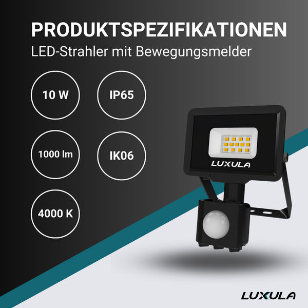 LED-Fluter mit Bewegungsmelder, 10 W, 4000 K