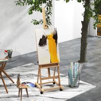 Staffelei Standstaffelei Klappbare Atelierstaffelei mit Rollen Holz