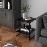 Couchtisch Beistelltisch, Sofatisch mit Ablage, Nachttisch, Schwarz