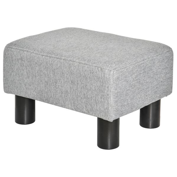 Fußhocker, Sitzhocker, Rechteckiger Ottoman, Fußstütze aus Leinen, Grau