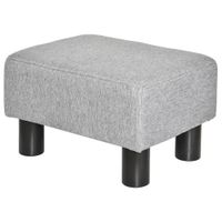 Fußhocker, Sitzhocker, Rechteckiger Ottoman, Fußstütze aus Leinen, Grau